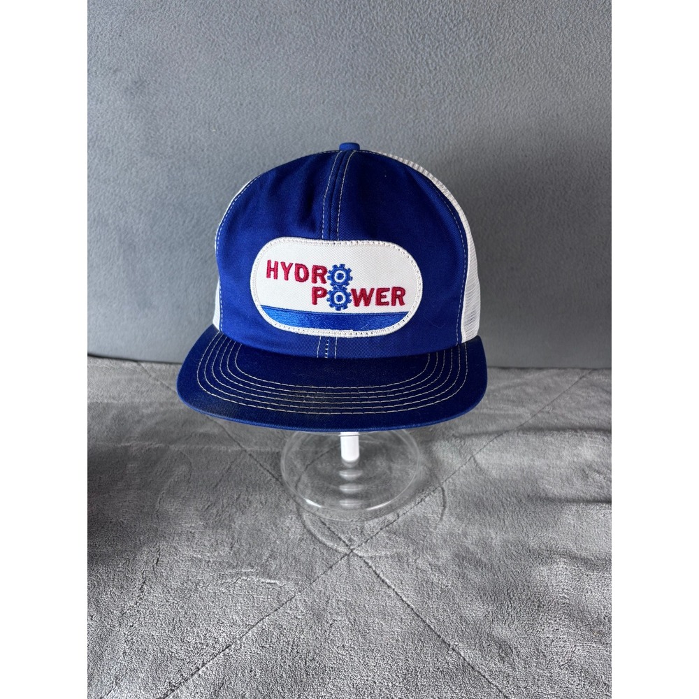 Hydro Power Trucker Hat Blue White Mesh Adjustable Snapback Men
